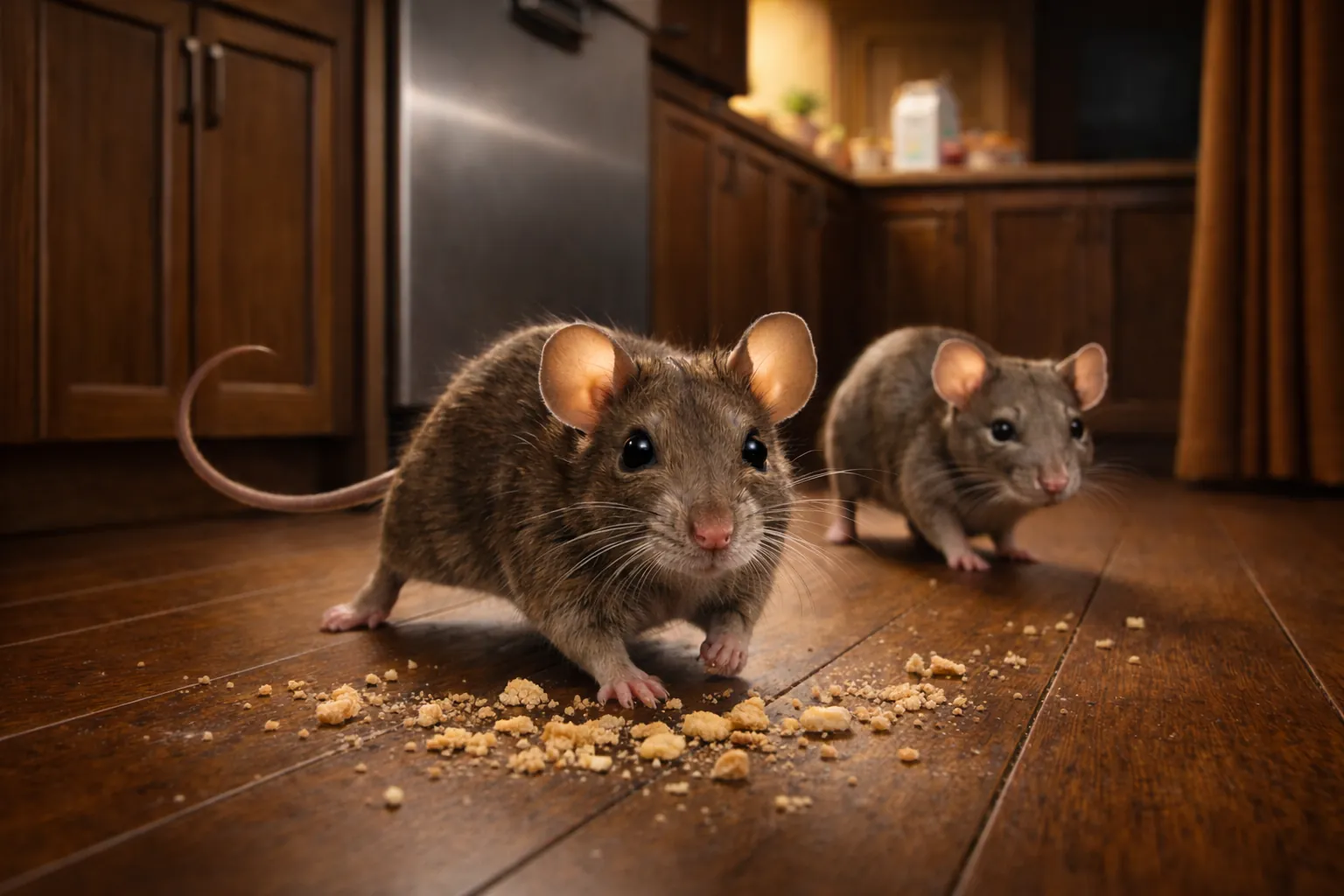 Rats in the house - rodent infestation at night